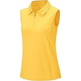 BGOWATU Women's Sleeveless Golf Polo Shirts 1/4 Zip Tennis Tank Tops with Collar UV Protection Quick Dry