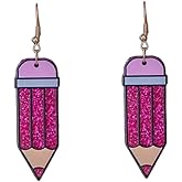 A-yeite Colorful Pencil Crayon Earrings for Women Handmade Acrylic Shiny Teacher Earrings Teachers Appreciation Day Gifts Jewelry