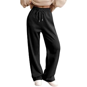 HYYGOCCTV Ladies Workout Baggy Wide Leg Pants Basic Solid Sweatpants Drawstring High Waist Sweat Pants Joggers with Pocket