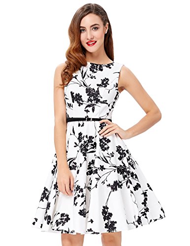 GRACE KARIN® Sleeveless Vintage Tea Dress with Belt VL6086 ...