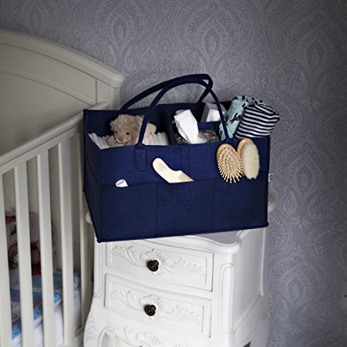 Little Tinkers World Baby Diaper Caddy & Extra Large Organizer For Diapers, Wipes & Nursery Storage Bin – Unisex design - Navy
