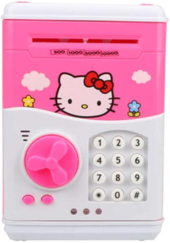 RANJN Piggy Bank Children Smart ATM Money Saving Box Password Safe Bank for Paper Money Coin Bank,Hello Kitty