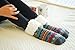 Pudus Nordic Blue Cozy Winter Slipper Socks for Women and Men with Non-Slip Grippers and Faux Fur Sherpa Fleece - Adult Regular Fuzzy Socks