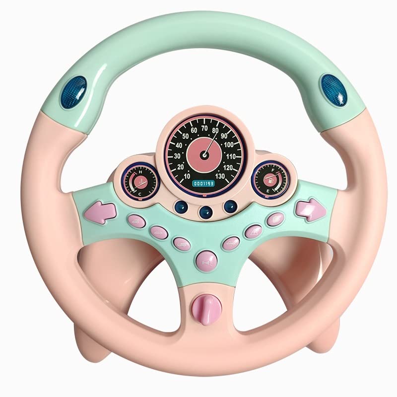 ハンドル  ドライブハンドル 音量調整  6+子供 プレゼント 誕生日 日本語説明書付き 英語発音6+ (ピンク)