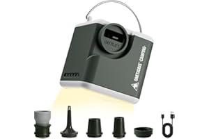 OneTigris Portable Air Pump for Inflatables,Mini Air Mattress Pump with 2400 mAh Battery&Camping Light,Tiny Air Pump Recharge