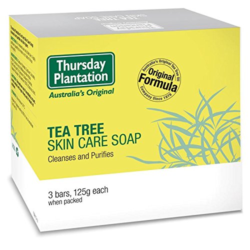 Thursday Plantation Tea Tree Soap 125g*3 ideal for removing the build up of oil and dirt, with one Knot gift