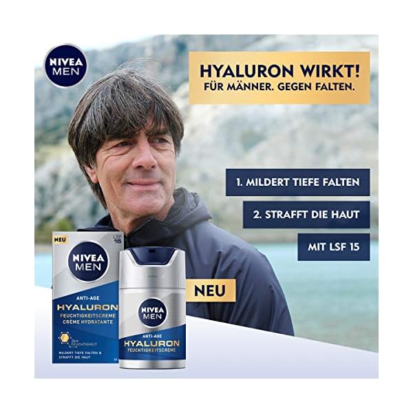 Nivea Men Anti-Age Hyaluronic Moisturising Cream (50 ml), Face Cream with SPF 15, Smooths Even Deep Wrinkles, Fast…