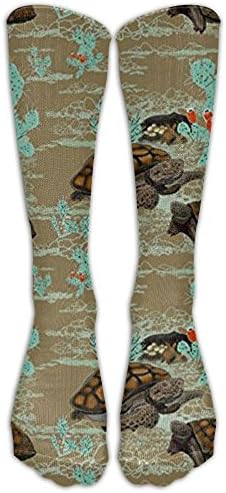Desert Tortoise In Brown Tube Socks For Women & Men - Graduated Athletic Fit For Running, Nurses, Flight Travel, Skiing & Maternity Pregnancy - Boost Stamina & Recovery