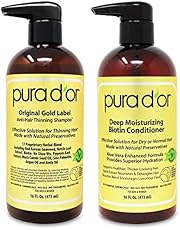 PURA D'OR Biotin Original Gold Label Anti-Thinning (16oz x 2) Shampoo & Conditioner Set, Clinically Tested Effective Solution w/ Herbal DHT Ingredients, All Hair Types, Men & Women (Packaging Varies)