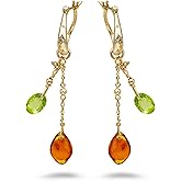 epicAqua Peridot & Amber Gemstone Dangle Earrings Set, 3-Piece Mix & Match Drop Earrings, 14K Gold Plated 925 Sterling Silver for Women