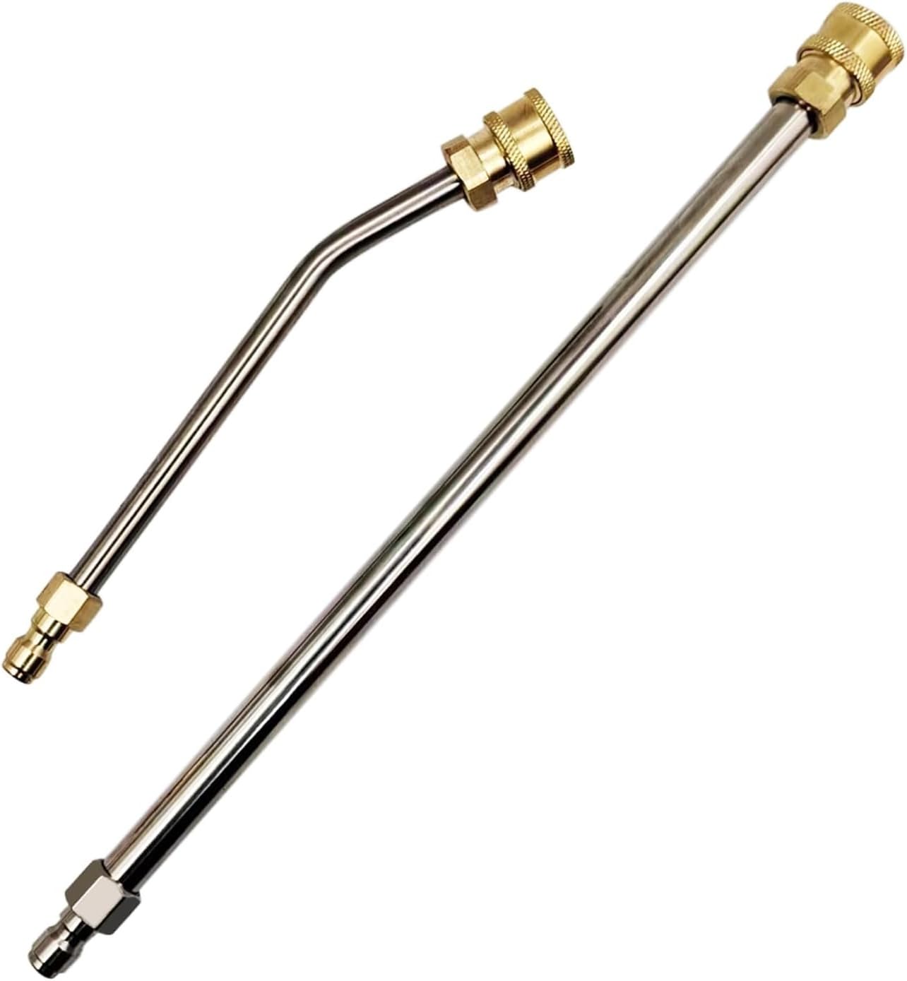 YUET 2Pcs Pressure Washer Extension Wand, Extension Lance (15.6"/39.5cm) + 30°Curved Extension Rod (8.9"/22.5cm), 1/4 Inch Quick Connect, Washer Elbow Rod Water Pumps Kit 4000 PSI