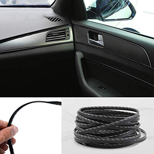 Automaze Car Interior Decoration Accessory Beading, Flexible Styling PVC Moulding Trim Strip, (5 Meters, Carbon Fibre)