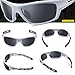 TOREGE Polarized Sports Sunglasses for Men Women Cycling Running Driving Fishing Golf Baseball Glasses EMS-TR90 Unbreakable Frame TR007 (Sliver&Black&Gray Lens)