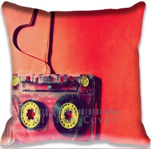 Standard Size Throw Pillow Case with music Cassette Music Red Sofa Home Cushion Case Cover Gift Pillow Cover