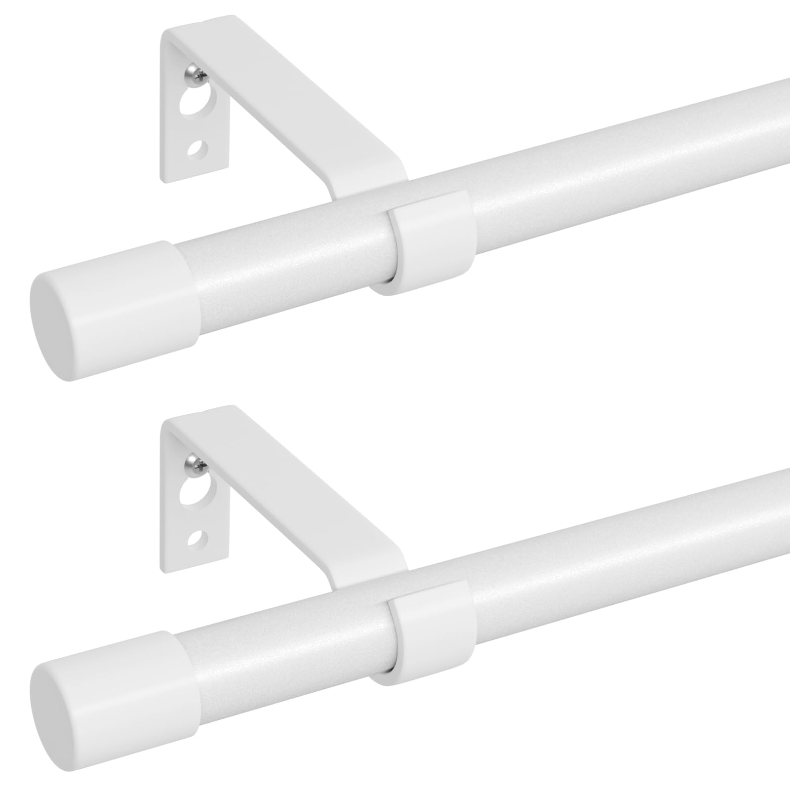 Photo 1 of 2 Pack White Curtain Rods for Windows 66 to 120, Heavy Duty Adjustable Window Curtain Rod for Living Room, Outdoor Patio, 5/8 inch Diameter Metal Standard Drapery Rod Set with Bracket, Easy Install