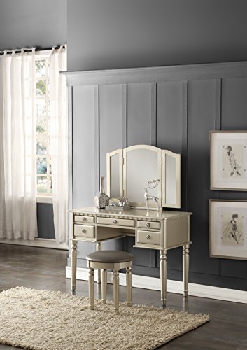 INFINI FURNISHINGS INF4079JB 3 Piece Vanity Set, Silver