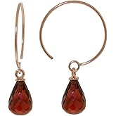 Galaxy Gold GG 14k Solid Gold Circle Wire Earrings with Garnets