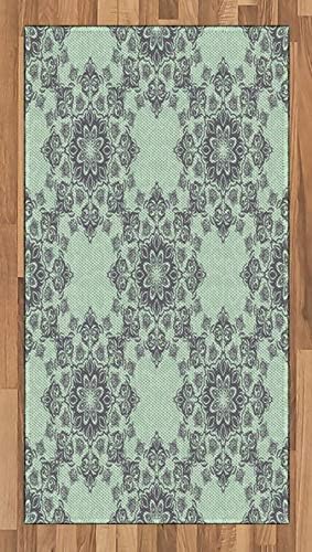 Amazon Com Lunarable Grey And Mint Area Rug Baroque Style Damask Motifs Tile Pattern Old Fashioned Classical Flat Woven Accent Rug For Living Room Bedroom Dining Room 2 6 X 5 Mint Green And