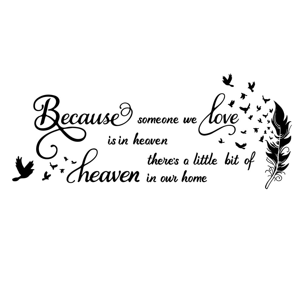 SUPERDANT This is a Little Bit of Heaven in Our Home Wall Stickers Nostalgia for Family Quotes Wall Decals Bird Feather Transfer Sticker for Living Room Bedroom Home Decor