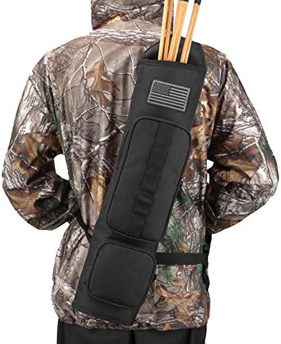 Krayney Back Arrow Quiver Archery Shoulder Hanged Carry Hunting Target Arrow Quiver Bag with 2 Pockets