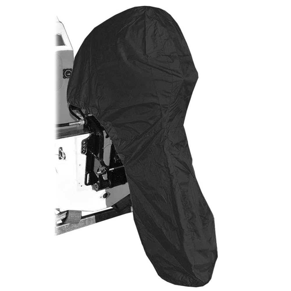 ZONADAH Outboard Motor Cover 15-20HP Waterproof UV Resistant Boat Engine Cover, Fade Crack Proof Marine Motor Protector with Adjustable Strap for Fishing Boat Inflatable Dinghy Black