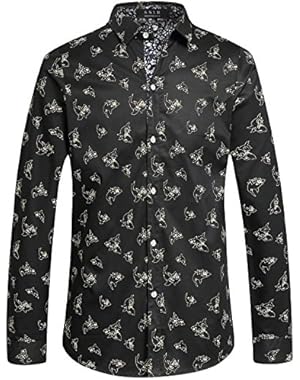 Men's Shark Casual Button Down Slim Fit Long Sleeve Shirt