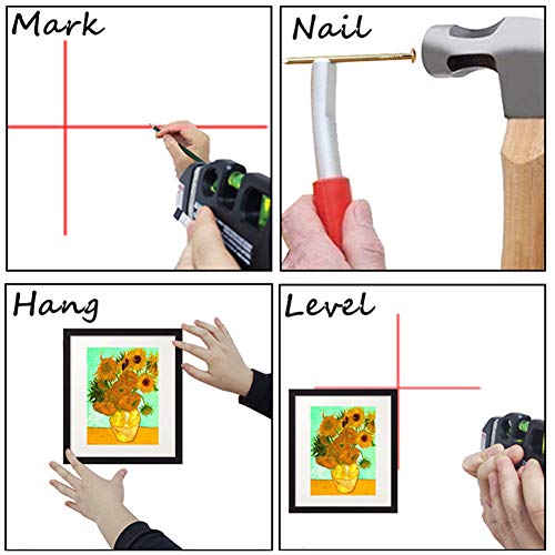 Picture Hanging Kit, Picture Frame Hanger Tool, Laser Level Picture Hanging Measurement Tool, 222 Pieces Photo Hanging Accessories with Picture Hanging Hardware, Hooks, Nails and Wire - Thumbnail 3