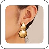 Iaceble Exaggerated Gold Dangle Drop Earrings Metal Teardrop Earrings Chunky Polishe Gold Stud Earrings Minimalist Large Waterdrop Earrings Geometric Droplet Earrings Jewelry for Women(Gold Teardrop)