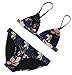 MUXILOVE Bright Mesh Wet Suit Neoprene Bikini Swimsuit Triangle Top Swimsuit(FBA) (XL(US6-8), Dark Blue Floral)