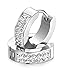 Jstyle Stainless Steel Womens Mens Hoop Earrings Huggie Earrings CZ Piercings White 18G