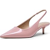 DREAM PAIRS Women's Kitten Heels Slingback Low Closed Toe Comfortable Pumps Pointed Toe Wedding Party Elegant Dress Shoes