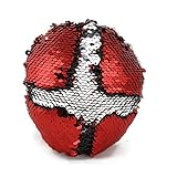 The Original Fidget Magic Flip Sequin Pillow Toy {Red & Silver Circle} Fidget Toy for Relaxing Therapy Increase Focus for Adults Children Helps with Stress ADHD ADD Autism by Little Monkey 12C