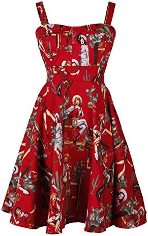 QUEENOFHOLLOW 1950 Vintage Cotton Cowgirl condole belt women's dress