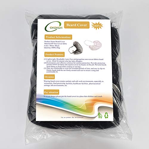 OKEKON 100 Pack Economical Disposable Beard Net/Protector Bouffant Non-woven,Latex Free for Food Service and Kitchen Sanitary Supplies,Beard cover Lightweight & Breathable Fits Most Men, Color Black - Thumbnail 6