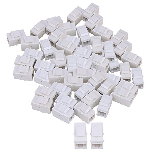 RDEXP Cat6 RJ45 Ethernet Inline Jack Coupler Keystone Female to Female Adapter Plug Set of 50