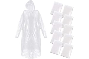 Roctee 10 Pack Rain Ponchos, Emergency Disposable Rain Ponchos Rain Coat Family Pack for Adult Men and Women