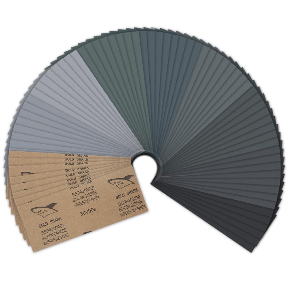 URAQT 72 Piece Sandpaper Set, 150-3000 Grit Sandpaper, Wet and Dry Sandpaper, for Woodworking, Crafts, Finishing Metal Grinding, Home Decoration, Car Polishing, 23 x 9 cm