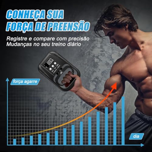 120 kg Testador de Força de Aderência com Visor LCD, Dinamômetro de Aderência de Mão, Testador Eletrônico de Força de Aperto de Mão, Treinador de Dinamômetro para Medição Manual, Dinamometro