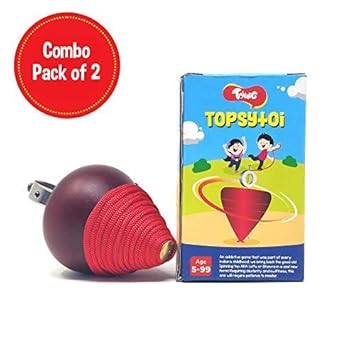Toiing Topsytoi Combo Pack of 2 | Traditional Wooden Spinning Top; Also Spins Upside Down | Indoor & Outdoor Toy for Kids Age 5+ Years