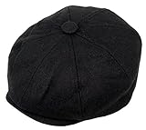 Men's Wool Blend Applejack Houndstooth Plaid Ivy Newsboy Hat (Black, One Size)