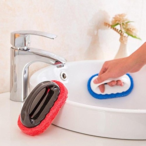 Kitchen sponge Pool brushes bathtub scrub brush kitchen scrub sponges bathroom scrubber shower brush cleaning Handle Sponge Cleaning Set of 2 - Thumbnail 4