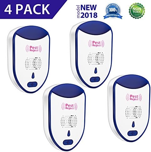 MOTKEN Ultrasonic Mouse Repellent Nightlight Pest Reject Repeller Indoor Plug-in Repellent Kits Anti For Mice, Mosquitoes, Spiders, Rats, Ants, Fly &amp; Bugs Human &amp; Pet Safe (4 Pack)
