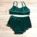 Women's Vintage 2 Pieces Velvet Bra & High Waist Lace Panties Lingerie Set (US 8-10/Tag Size L, Green)