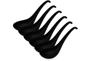 KOLIBROX Asian Soup Spoons Set - Durable Melamine Spoon for Ramen, Miso, Japanese & Chinese Soups - Comfortable Grip, Dishwas