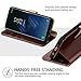 Belemay Compatible with Samsung Galaxy S8 Plus, Genuine Cowhide Leather Wallet Case, Protective Flip Folio Cover with Magnetic Closure, Kickstand, Card Holder Slots, Brown