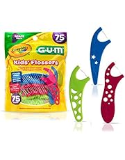 GUM-897 Crayola Kids' Flossers, Grape, Fluoride Coated, Ages 3+, 75 Count