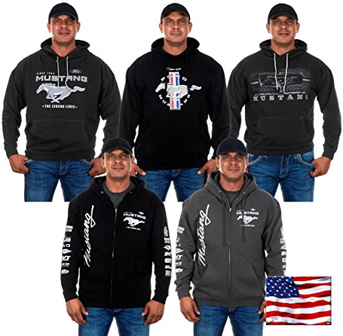 Men's Ford Mustang Pullover Hoodie Honeycomb Grill Charcoal Gray Sweatshirt (Medium, GRI4-charcoal gray)