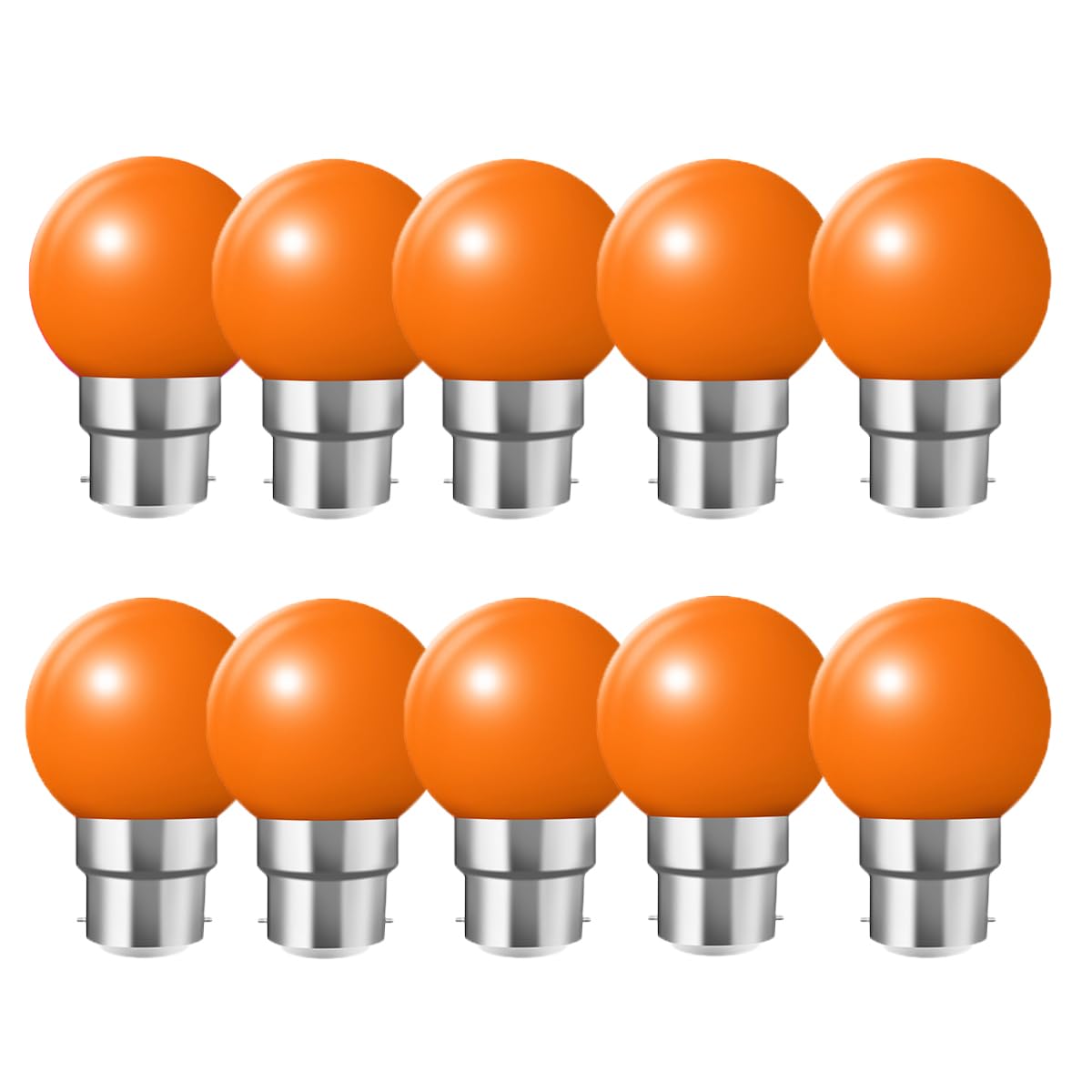 WULUN B22 Bayonet Coloured LED Bulbs, G45 Mini Globe Bulb, 2W Equivalent to 20W Halogen Lights, Used for Outdoor Indoor String, Wedding, Christmas, Party, bar Decoration, Orange, 10 Pcs