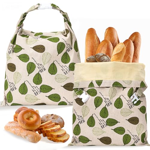 TRIUFO Beeswax Bread Bags 43 x 33 cm Reusable Organic Cotton Bread Bags with Natural Wax Coating - For Bread Storage and Keeping Fresh - Set of 2 | Beeswax