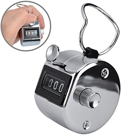 Day Gear 3 Digit Number Handheld Tally Counter, Metal Compact 4 Digit Number Golf Sport Manual Finger Handheld Tally Counter with A Metal Hoop for Convenient Carry
